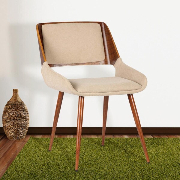 Seatsolutions Panda Mid-Century Dining Chair in Walnut - Brown Fabric - SE615710