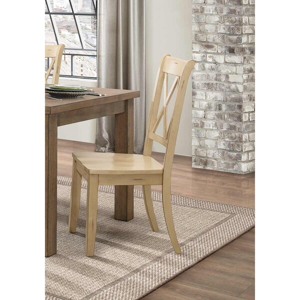 Home Elegance 39 x 23 x 17.25 in. Janina Side Chair - Buttermilk - Set of 2 - 5516BMS