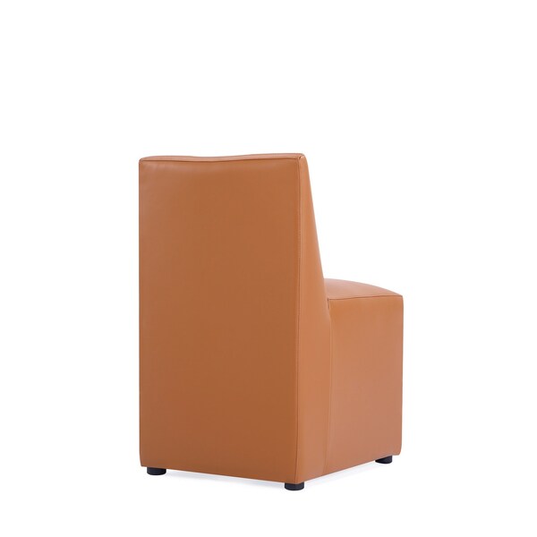 Manhattan Comfort Anna Square Faux Leather Dining Chair in Saddle - DC058-SA