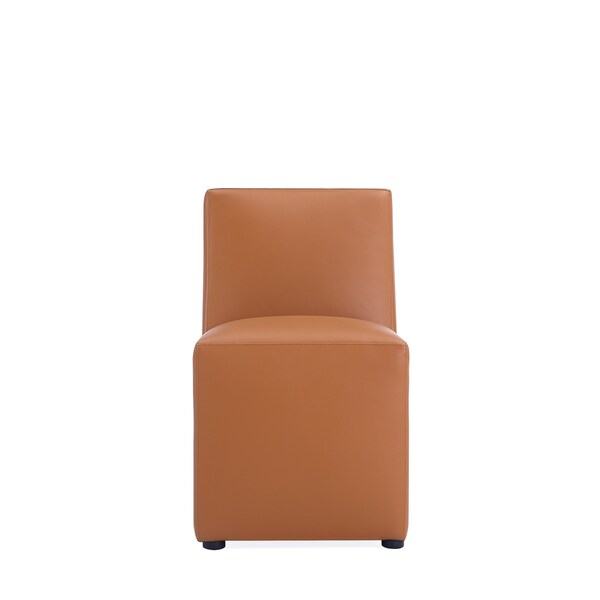 Manhattan Comfort Anna Square Faux Leather Dining Chair in Saddle - DC058-SA