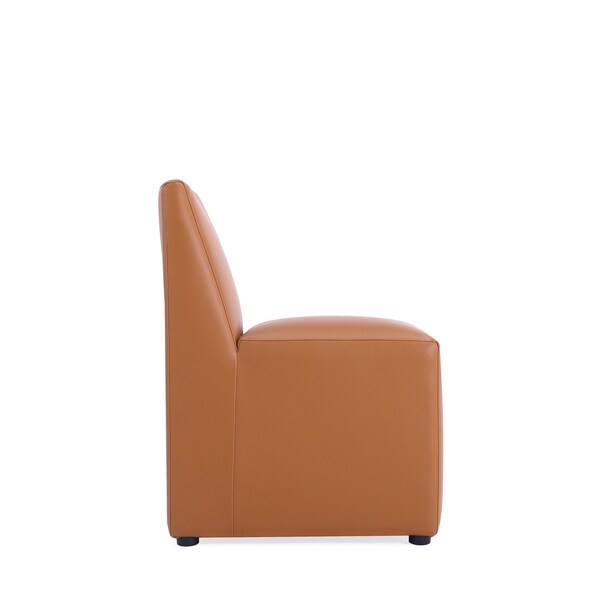 Manhattan Comfort Anna Square Faux Leather Dining Chair in Saddle - DC058-SA
