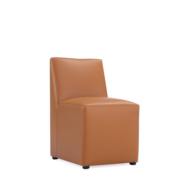 Manhattan Comfort Anna Square Faux Leather Dining Chair in Saddle - DC058-SA