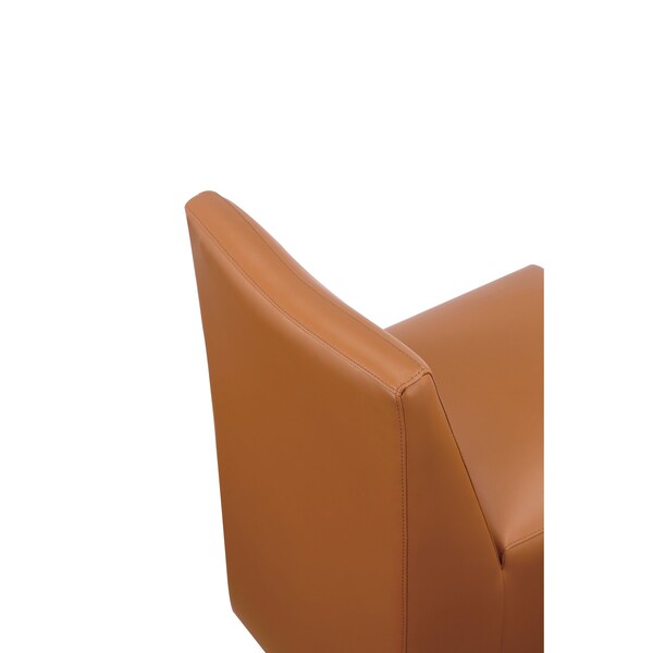 Manhattan Comfort Anna Square Faux Leather Dining Chair in Saddle - DC058-SA