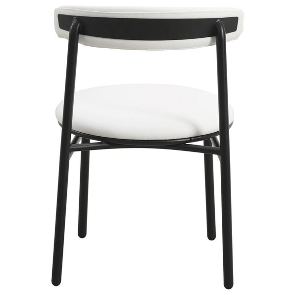 Leisuremod Lume Modern Dining Side Chair in Polyester with Black Steel Frame in White - LC20W