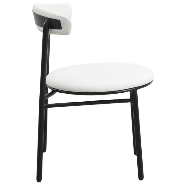 Leisuremod Lume Modern Dining Side Chair in Polyester with Black Steel Frame in White - LC20W