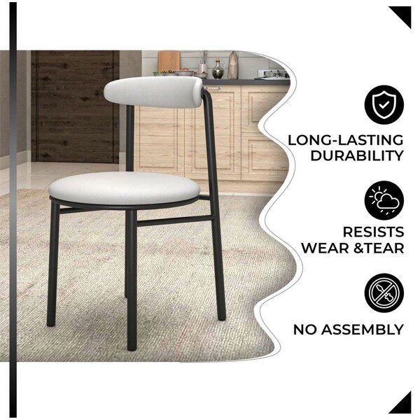 Leisuremod Lume Modern Dining Side Chair in Polyester with Black Steel Frame in White - LC20W