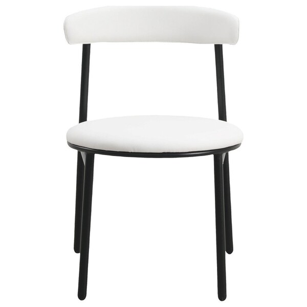 Leisuremod Lume Modern Dining Side Chair in Polyester with Black Steel Frame in White - LC20W
