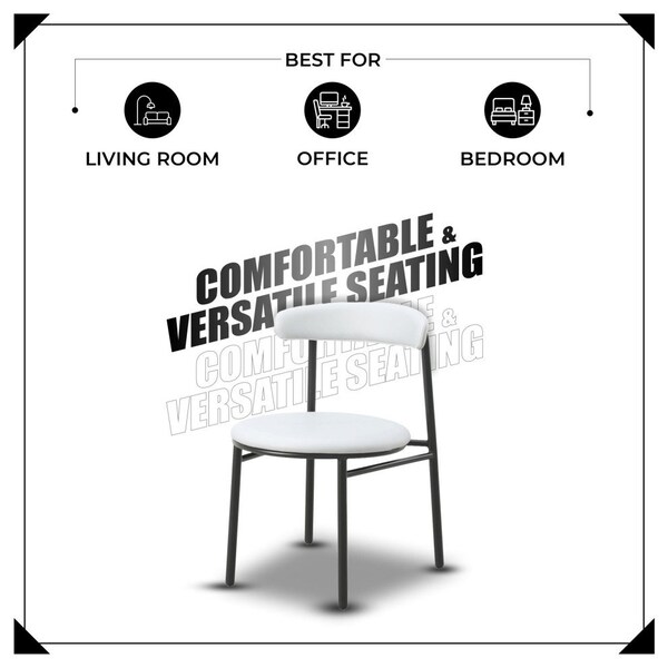 Leisuremod Lume Modern Dining Side Chair in Polyester with Black Steel Frame in White - LC20W