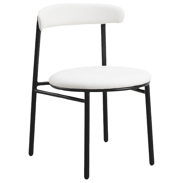 Leisuremod Lume Modern Dining Side Chair in Polyester with Black Steel Frame in White - LC20W