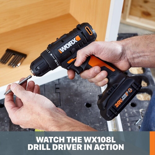 Worx 20V Power Share 3/8 in. Drill/Driver, Battery and Charger Included - WX100L