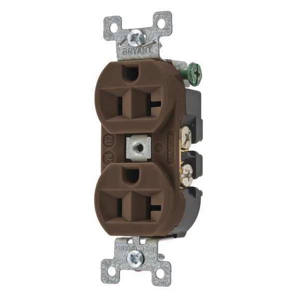 Zoro Select 20A Duplex Receptacle 125VAC 5-20R BN - 5362BN