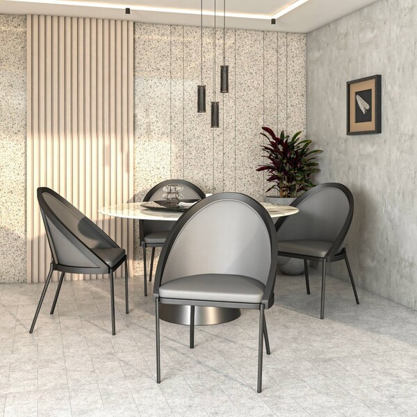 Leisuremod Urbane Collection Modern Dining Chair in Charcoal, 4PK - UC21CH4