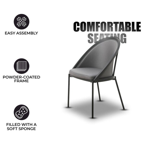 Leisuremod Urbane Collection Modern Dining Chair in Charcoal, 4PK - UC21CH4