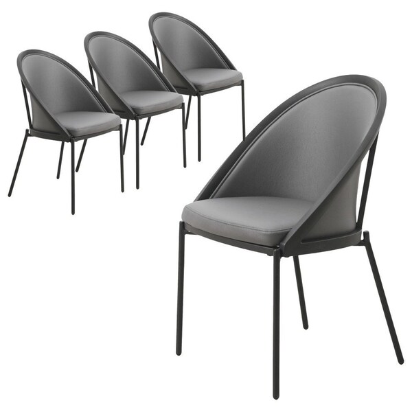 Leisuremod Urbane Collection Modern Dining Chair in Charcoal, 4PK - UC21CH4