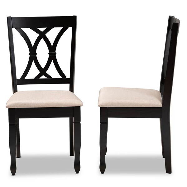 Baxton Studio Reneau Sand Upholstered Espresso Wood 2-Piece Dining Chair Set - 162-10527