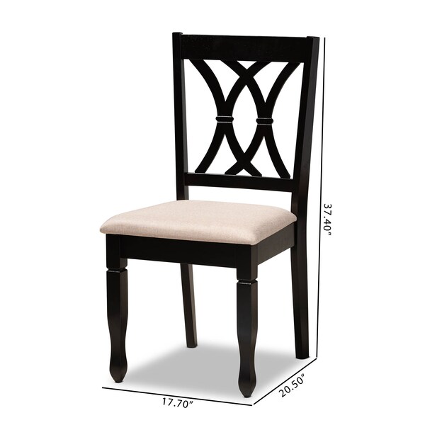 Baxton Studio Reneau Sand Upholstered Espresso Wood 2-Piece Dining Chair Set - 162-10527