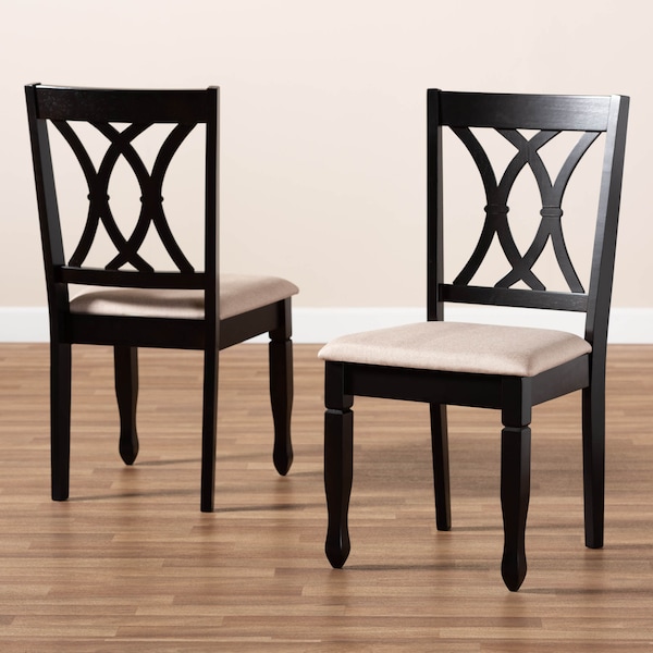 Baxton Studio Reneau Sand Upholstered Espresso Wood 2-Piece Dining Chair Set - 162-10527