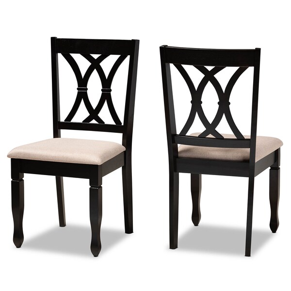 Baxton Studio Reneau Sand Upholstered Espresso Wood 2-Piece Dining Chair Set - 162-10527