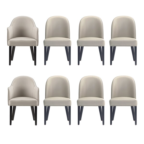 Manhattan Comfort 8-Piece Hillman Dining Chair and Arm Chair in Light Grey - 8-DC087AR2-LG
