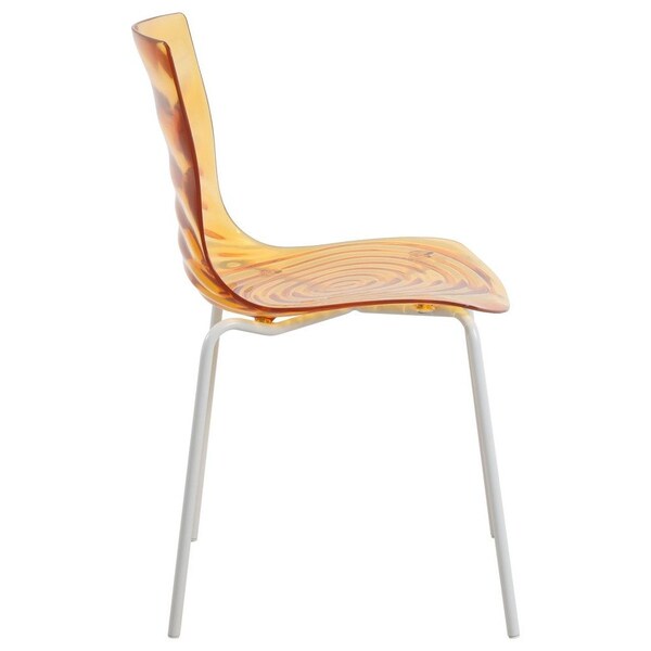 Leisuremod Astor Plastic Dining Chair with White Steel Base in Orange, 2PK - ACW-20OR2