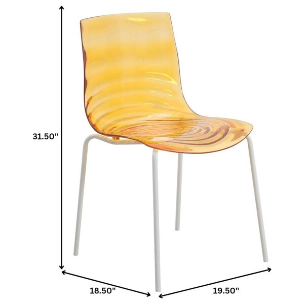 Leisuremod Astor Plastic Dining Chair with White Steel Base in Orange, 2PK - ACW-20OR2