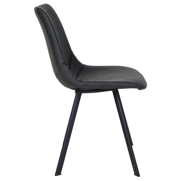 Leisuremod Markley Modern Leather Dining Chair with Metal Legs, Charcoal Black, 4PK - MC18BL4
