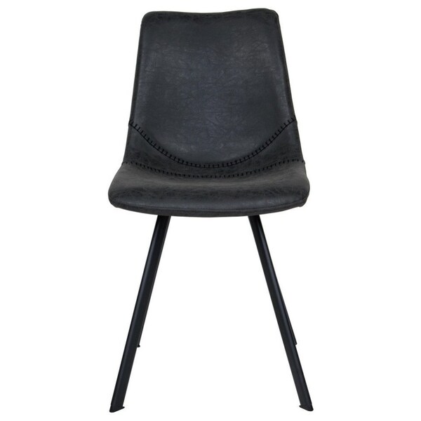 Leisuremod Markley Modern Leather Dining Chair with Metal Legs, Charcoal Black, 4PK - MC18BL4