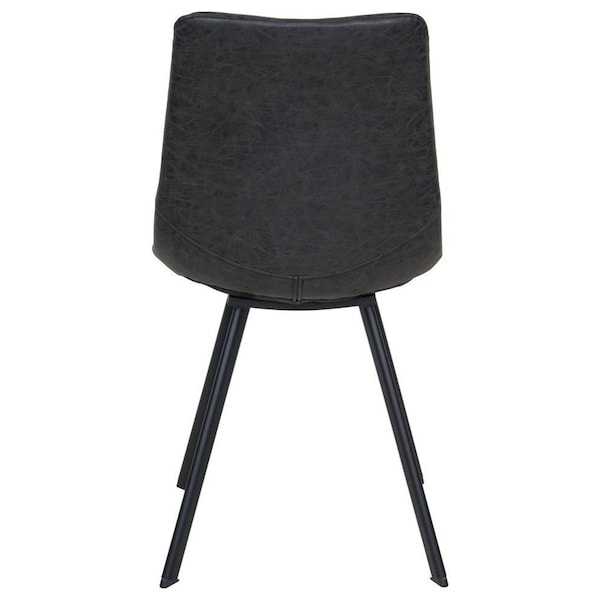 Leisuremod Markley Modern Leather Dining Chair with Metal Legs, Charcoal Black, 4PK - MC18BL4