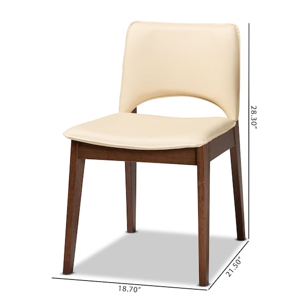 Baxton Studio Afton Mid-Century Modern Beige Faux Leather Upholstered and 2-Piece Wood Dining Chair Set, PR - SET OF 2 188-11660-ZORO