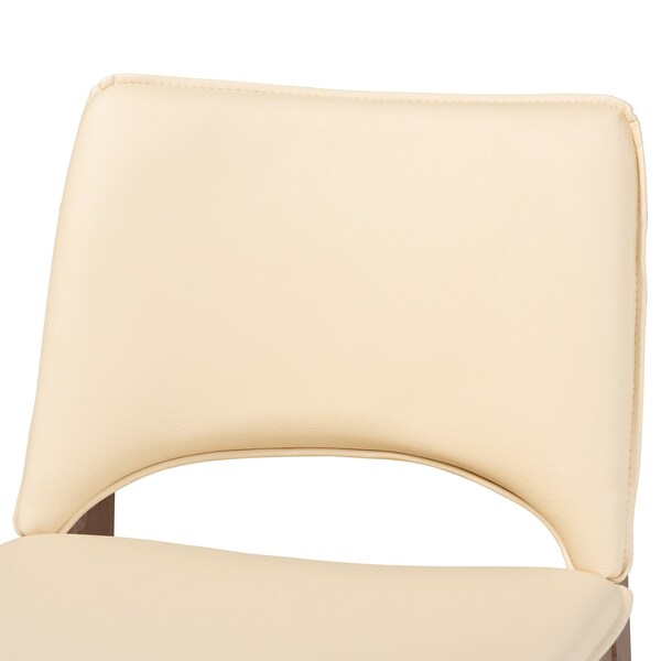 Baxton Studio Afton Mid-Century Modern Beige Faux Leather Upholstered and 2-Piece Wood Dining Chair Set, PR - SET OF 2 188-11660-ZORO
