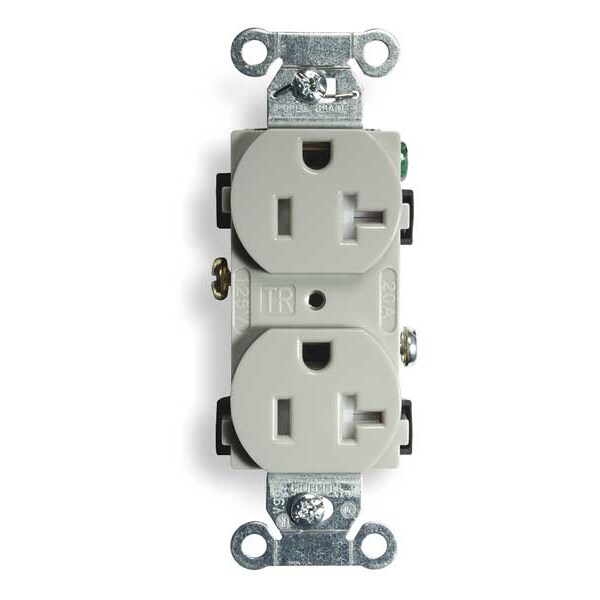 Hubbell 20A Duplex Receptacle 125VAC 5-20R GY - CR20GRYTR