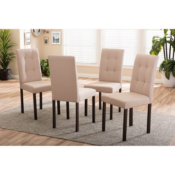 Baxton Studio Andrew Modern Beige Upholstered Grid-tufting Dining Chair, PK4 - 123-6809