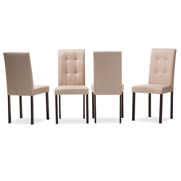 Baxton Studio Andrew Modern Beige Upholstered Grid-tufting Dining Chair, PK4 - 123-6809