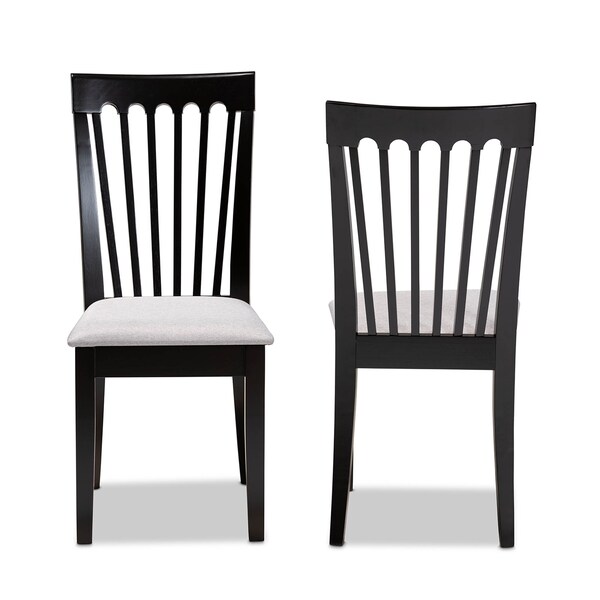 Baxton Studio Minette Gray Upholstered and Espresso Wood 2-Piece Dining Chair Set - 166-10522