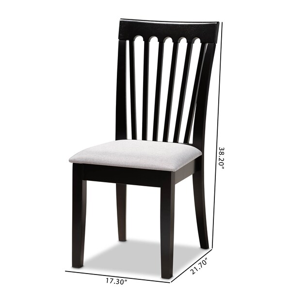 Baxton Studio Minette Gray Upholstered and Espresso Wood 2-Piece Dining Chair Set - 166-10522