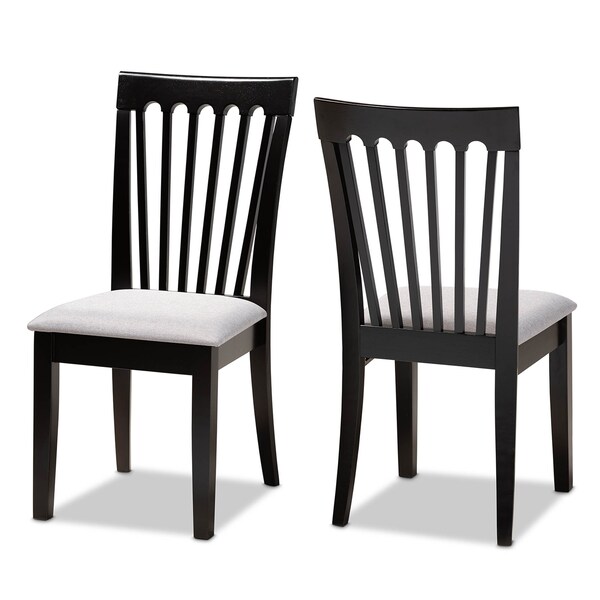 Baxton Studio Minette Gray Upholstered and Espresso Wood 2-Piece Dining Chair Set - 166-10522