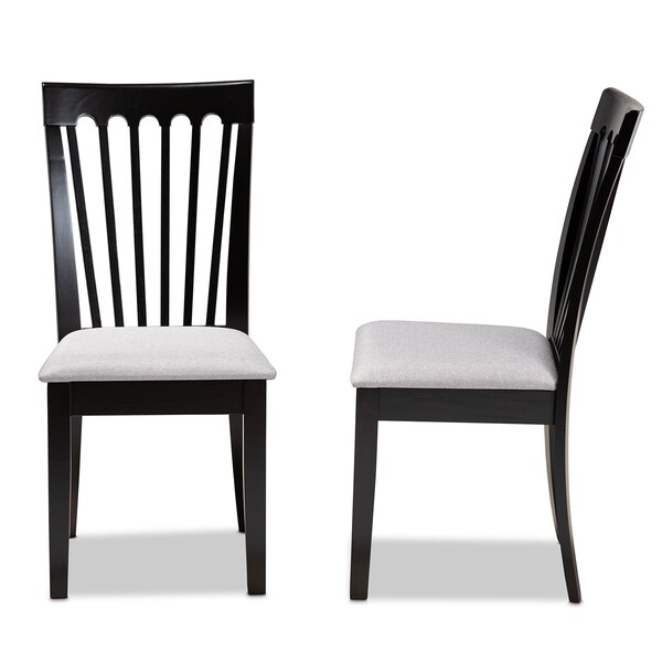 Baxton Studio Minette Gray Upholstered and Espresso Wood 2-Piece Dining Chair Set - 166-10522