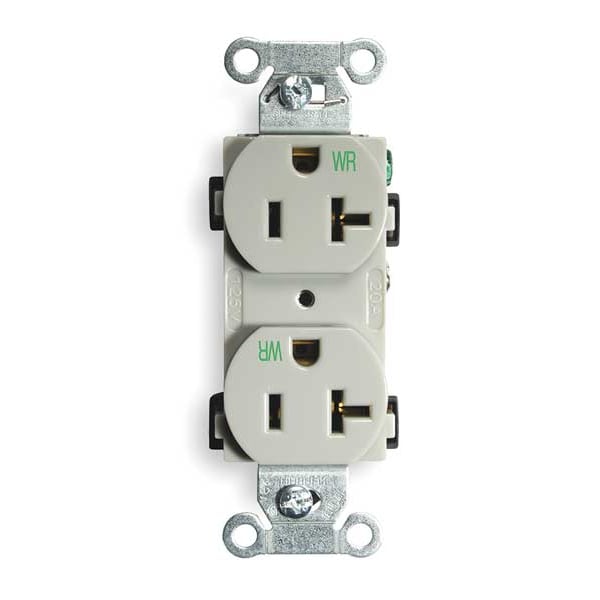 Hubbell 20A Duplex Receptacle 125VAC 5-20R GY - BR20GRYWR