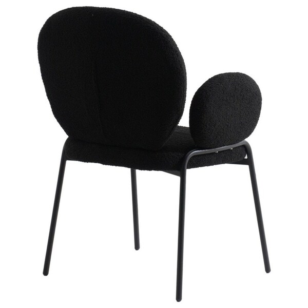 Leisuremod Celestial Boucle Dining Arm Chair, Black Iron Frame with Black Fabric, 4PK - CCABL-23BL4