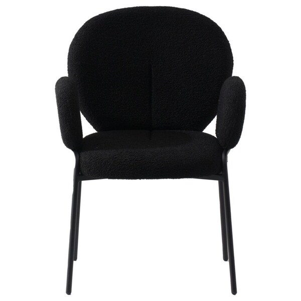 Leisuremod Celestial Boucle Dining Arm Chair, Black Iron Frame with Black Fabric, 4PK - CCABL-23BL4