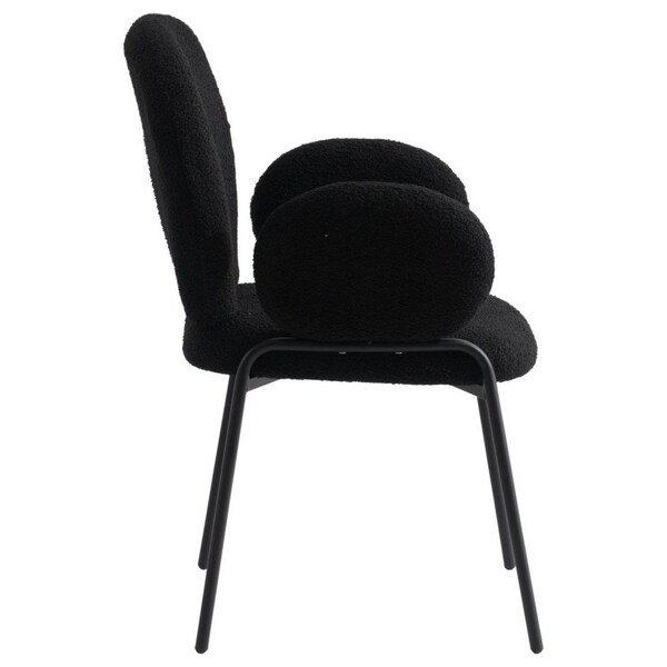 Leisuremod Celestial Boucle Dining Arm Chair, Black Iron Frame with Black Fabric, 4PK - CCABL-23BL4