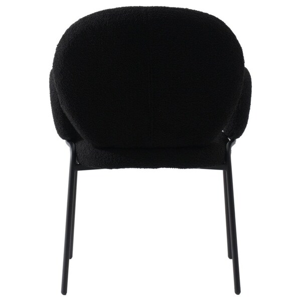 Leisuremod Celestial Boucle Dining Arm Chair, Black Iron Frame with Black Fabric, 4PK - CCABL-23BL4