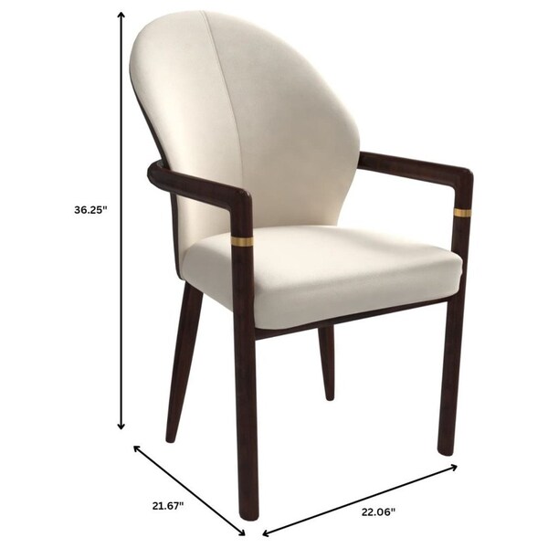 Leisuremod Opaline Series Elegant Wooden Dining Chair in Brown/Cream, 2PK - OC24BRCR2