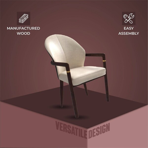 Leisuremod Opaline Series Elegant Wooden Dining Chair in Brown/Cream, 2PK - OC24BRCR2