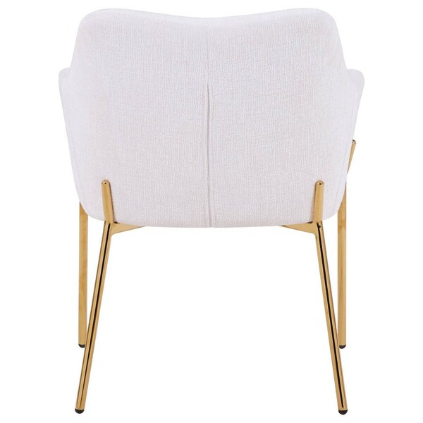 Leisuremod Zaire Collection Modern Dining Chair, Gold Legs and White Boucle - ZDCB52W