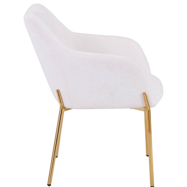 Leisuremod Zaire Collection Modern Dining Chair, Gold Legs and White Boucle - ZDCB52W