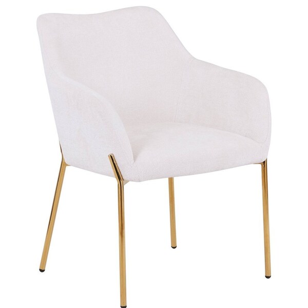 Leisuremod Zaire Collection Modern Dining Chair, Gold Legs and White Boucle - ZDCB52W