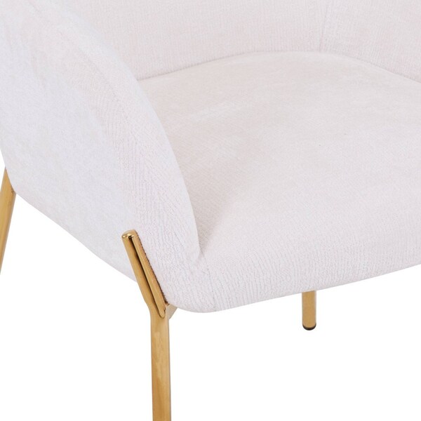 Leisuremod Zaire Collection Modern Dining Chair, Gold Legs and White Boucle - ZDCB52W