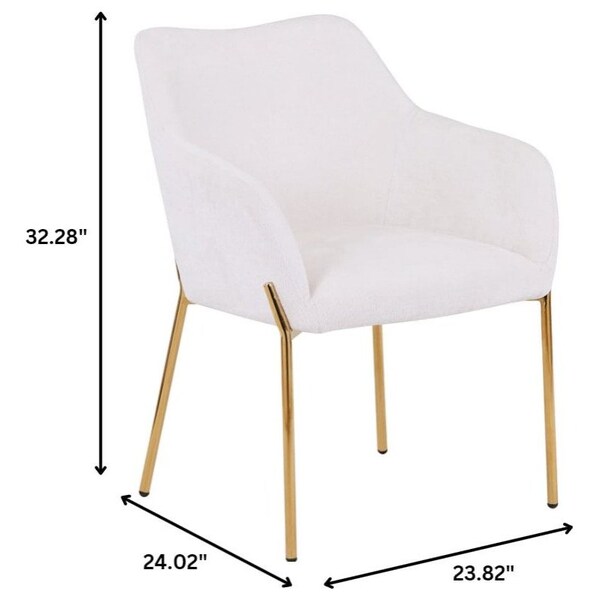 Leisuremod Zaire Collection Modern Dining Chair, Gold Legs and White Boucle - ZDCB52W