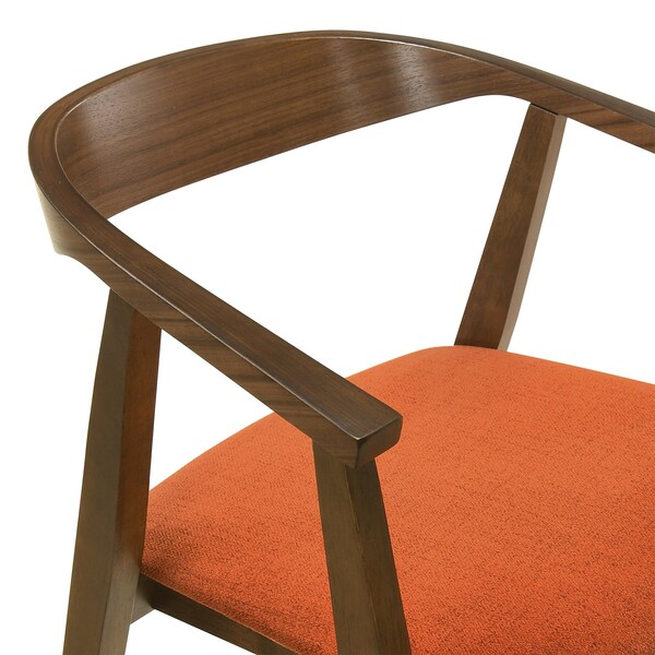 Armen Living Santana Wood Dining Chair in Walnut Finish with Orange Fabric - Set of 2 - LCSACHWAOR